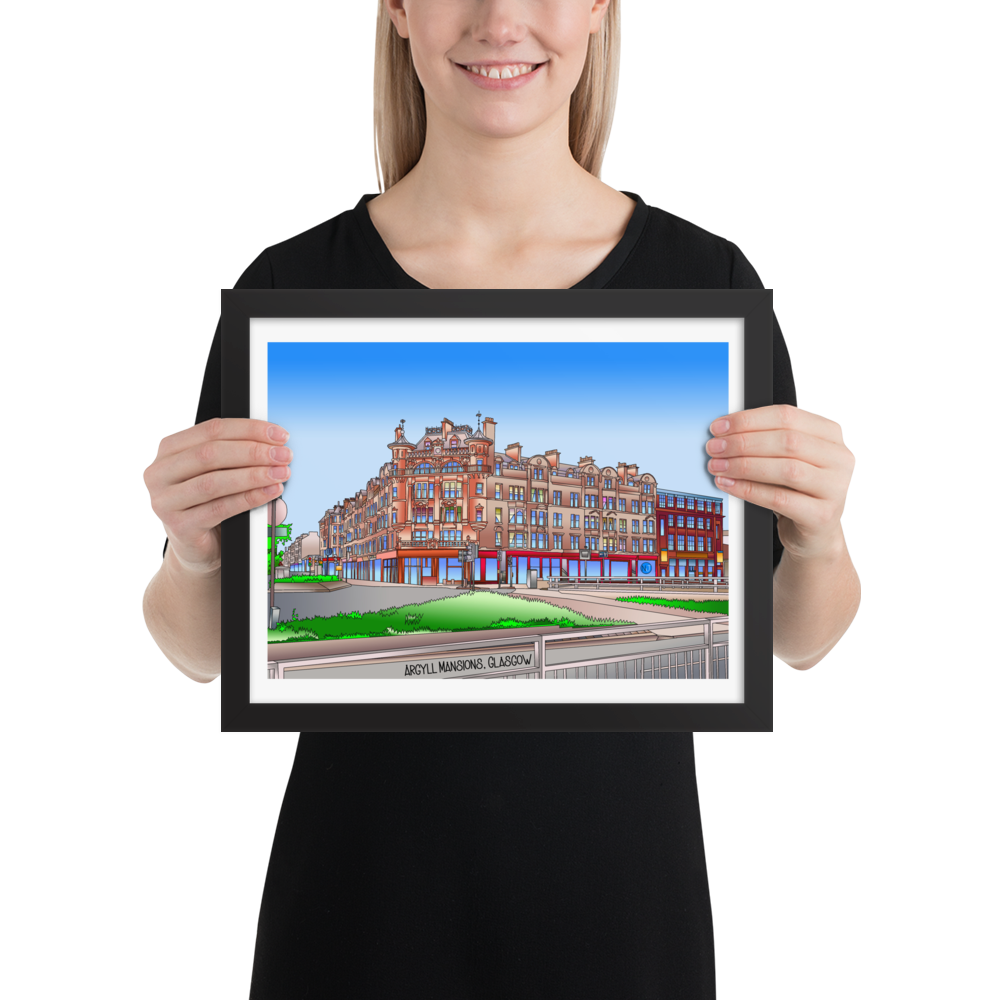 Argyll Mansions, Glasgow Framed Print - FREE P&P Worldwide