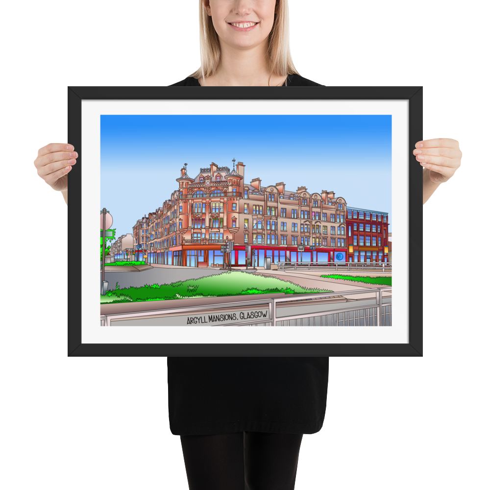 Argyll Mansions, Glasgow Framed Print - FREE P&P Worldwide